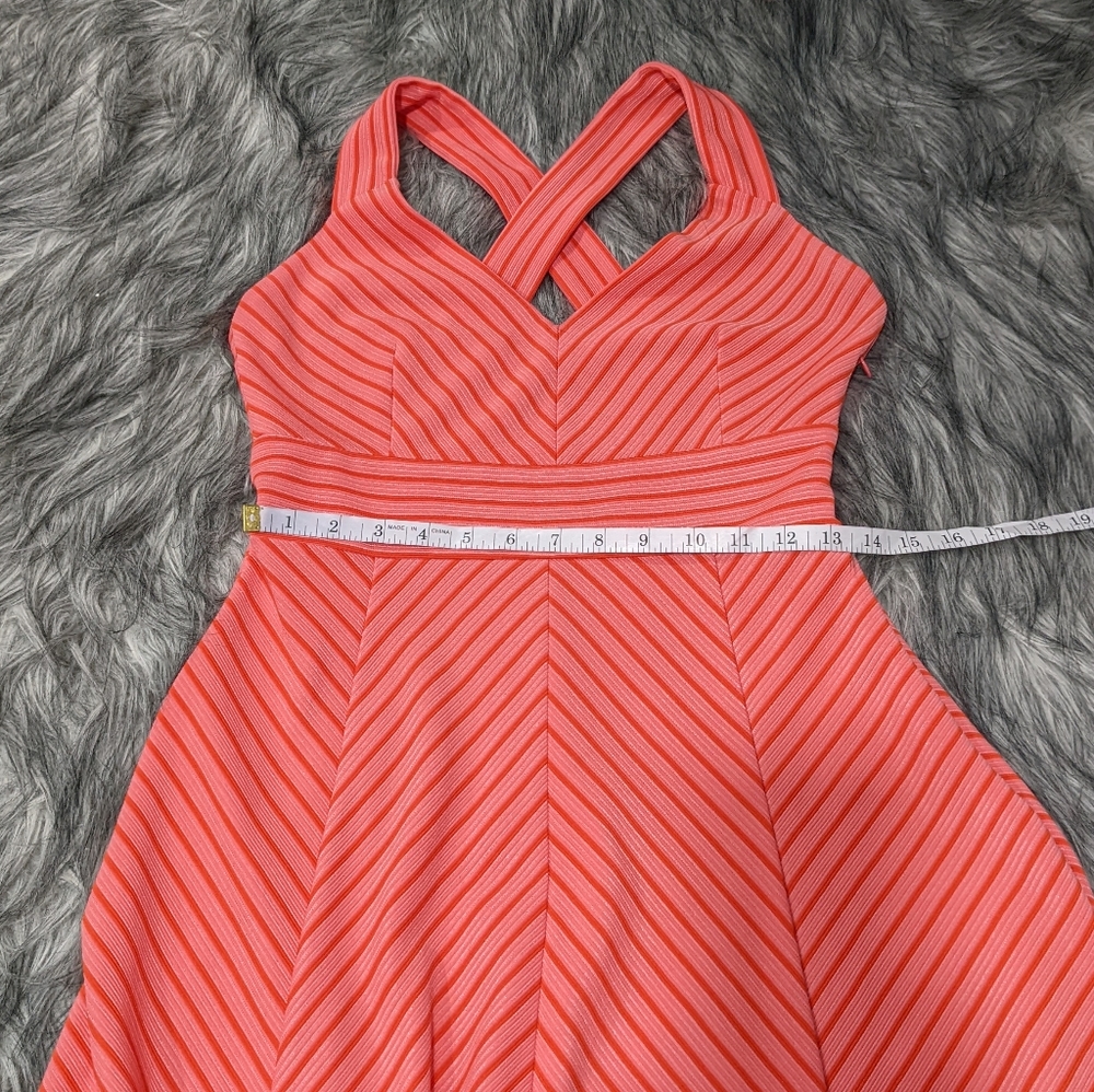 🧡SOLD💓Adrianna Papell pink/red striped dress - Picture 8 of 9